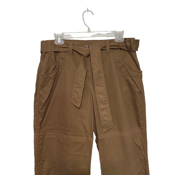 New Izod Cropped Pants with Matching Belt and Ruched Hem Women’s Size 10 Brown - Picture 3 of 12